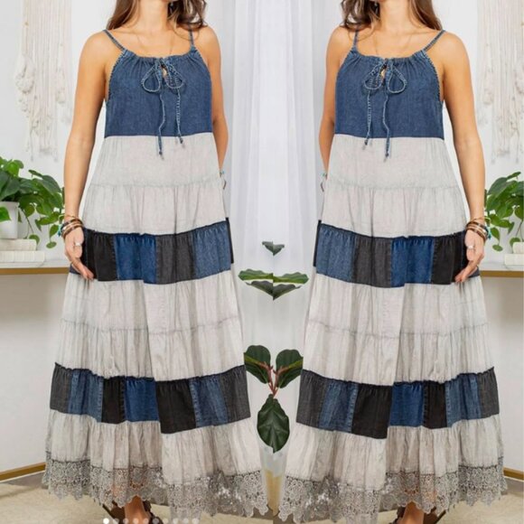 Dresses & Skirts - #204 Boho Maxi Denim Dress